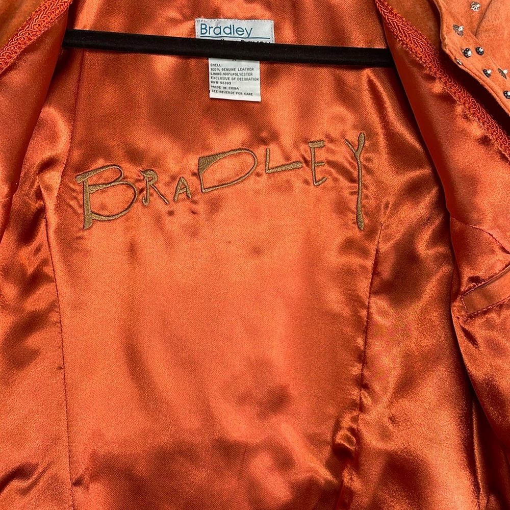 %100 GENUINE LEATHER Bradley Bayou leather jacket orange with stud size medium - Picture 9 of 11